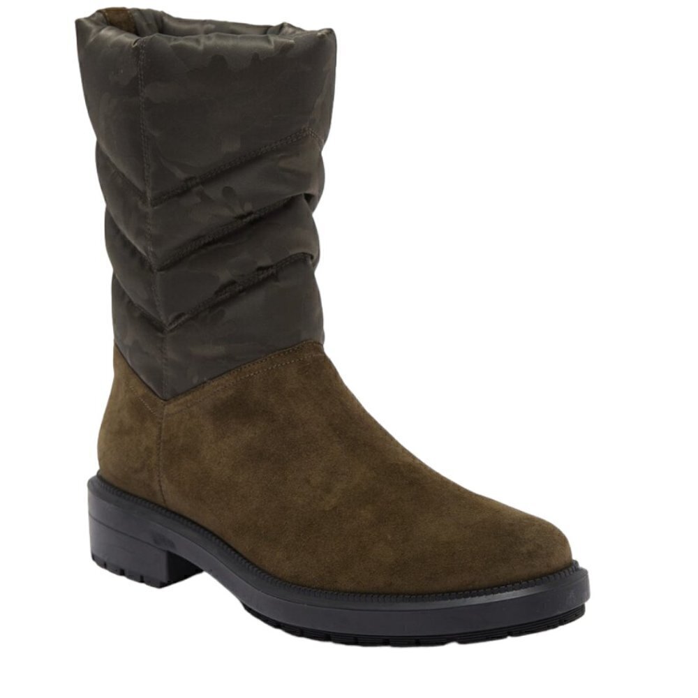 AQUATALIA Lori Waterproof Boots Olive Green Sude/Camo Nylon sz‎ 7.25 New